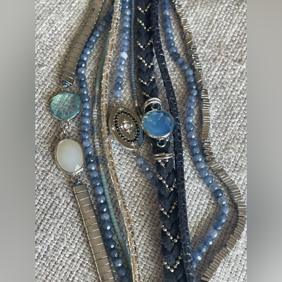 Hipanema Blue Stone Beaded Stack Magnetic Clasp Bracelet - Picture 7 of 8